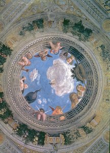 在相机Picta或相机degli Sposi的拱形天花板中心的Trompe l&39;Oeil oculus，1465-74（详见78525） 作者 安德里亚·曼特尼亚（Andrea Mantegna）